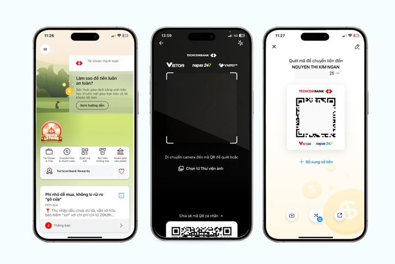 Cách tạo và lấy mã QR miễn phí từ Techcombank Mobile.
